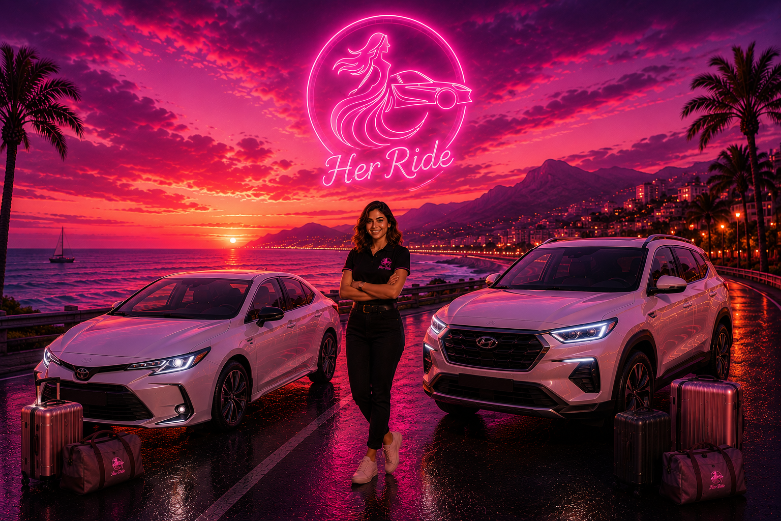 فرح مع Sedan وSUV في رحلة سفر بين المحافظات